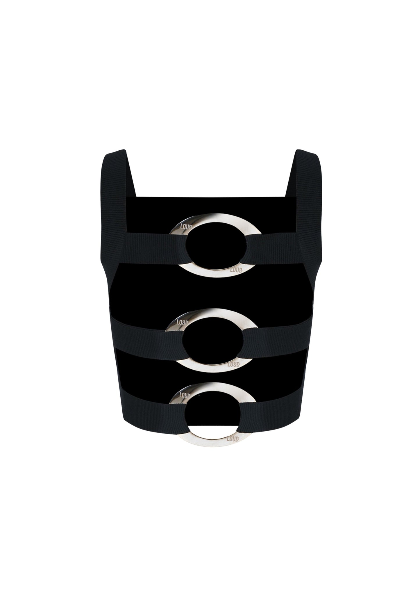Vinyl Crop Top With LOUD-engraved Metal at The Back