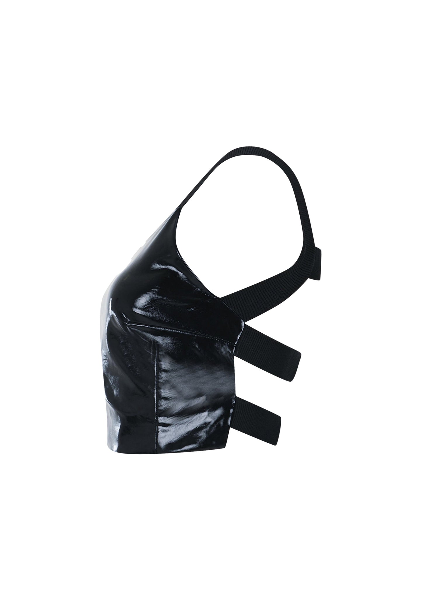 Vinyl Crop Top With LOUD-engraved Metal at The Back