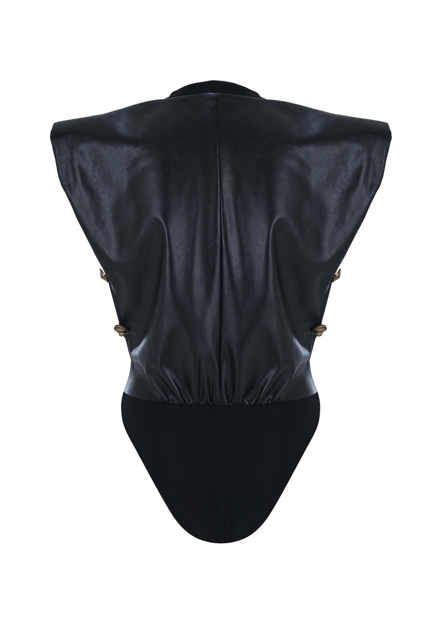 Vegan Leather Bodysuit With Chain at The Side